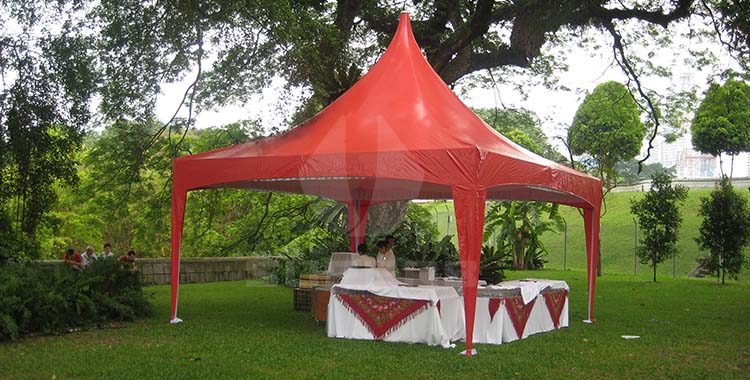 Red gazebo tent for wedding