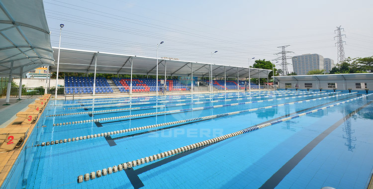 Swimming pool grandstand tent